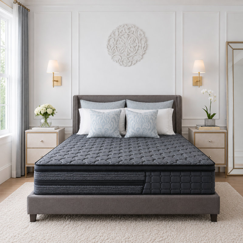 Matelas hybride moyen 14 po - Certifié CertiPUR-US, isolement de mouvement, support de refroidissement, Double