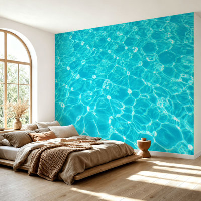Wall Mural Peel and Stick Wallpaper Swimming Pool Water Surface Self-Adhesive Removable Contact Paper Wall Decor for Living Room Bedroom 69"H x 96"W