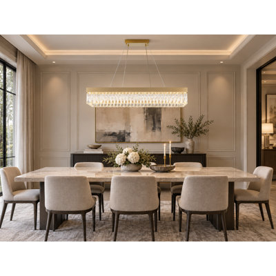 Lustre délavé 4 lumières DEL avec cristaux transparents