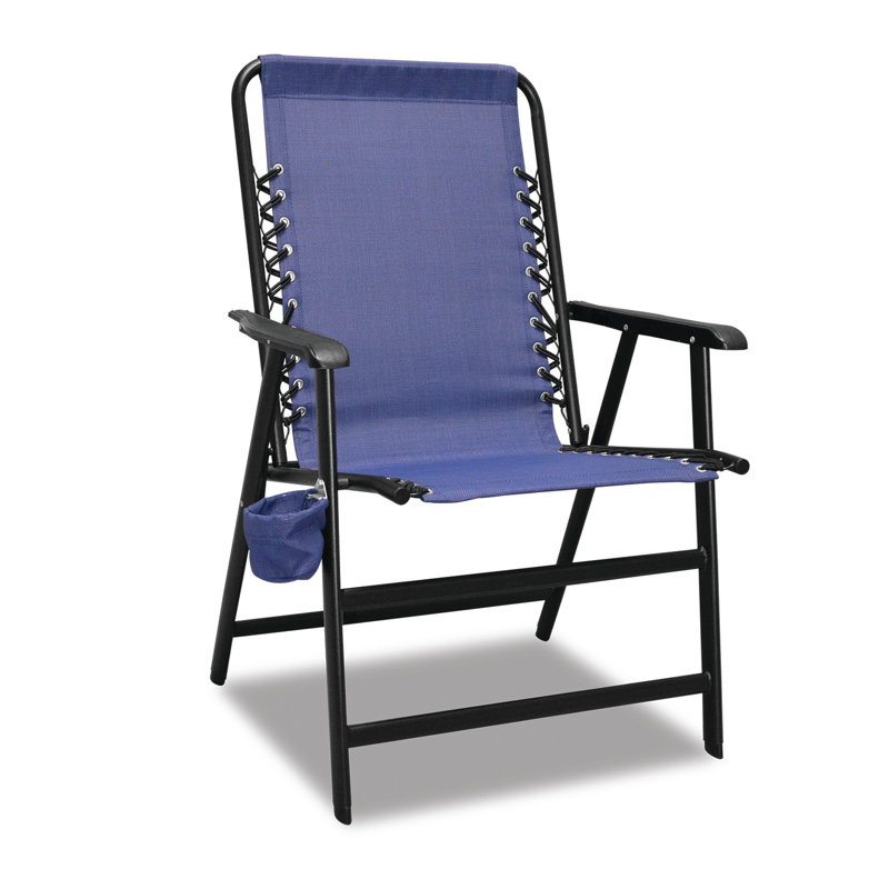Chaise de plage pliante avec coussin, Bleu