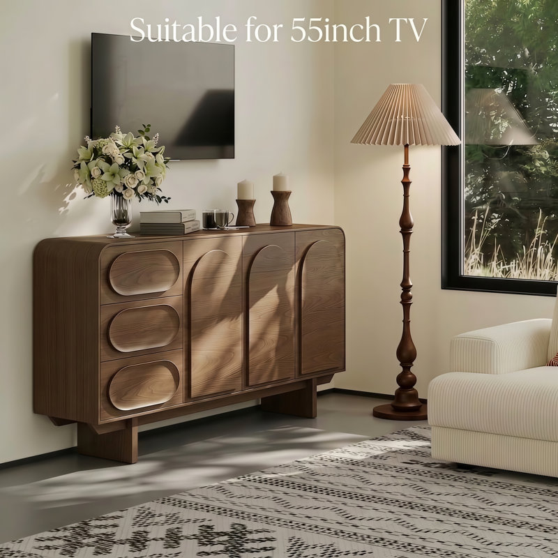 59"Walnut Cabinet Sideboar