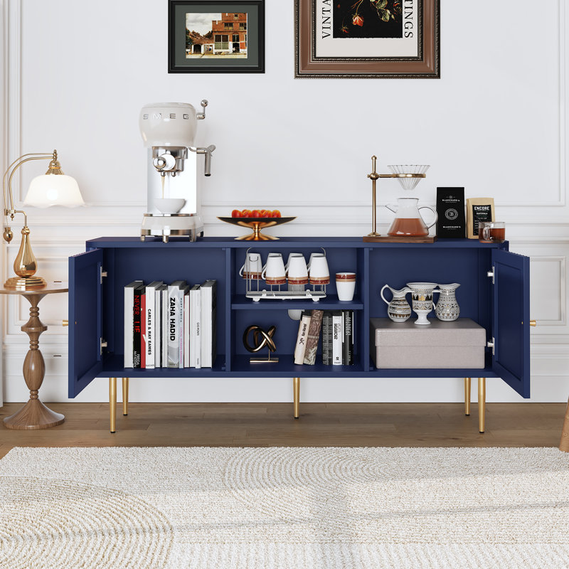 Meuble télé 55 po avec rangement Alyun, Bleu