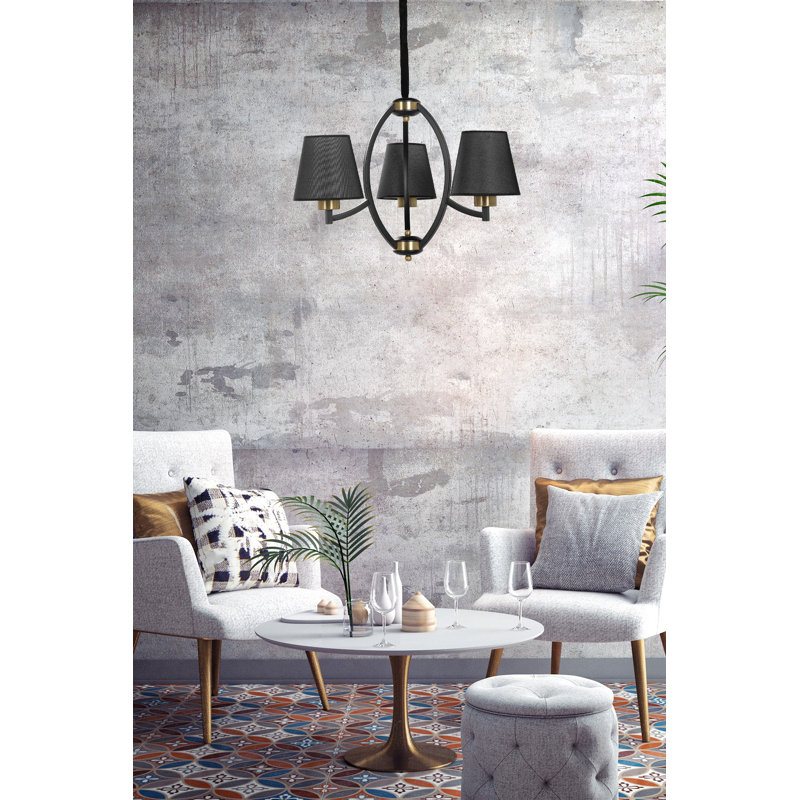 Lustre géométrique à 3 lumières Robbins, Noir, Noir