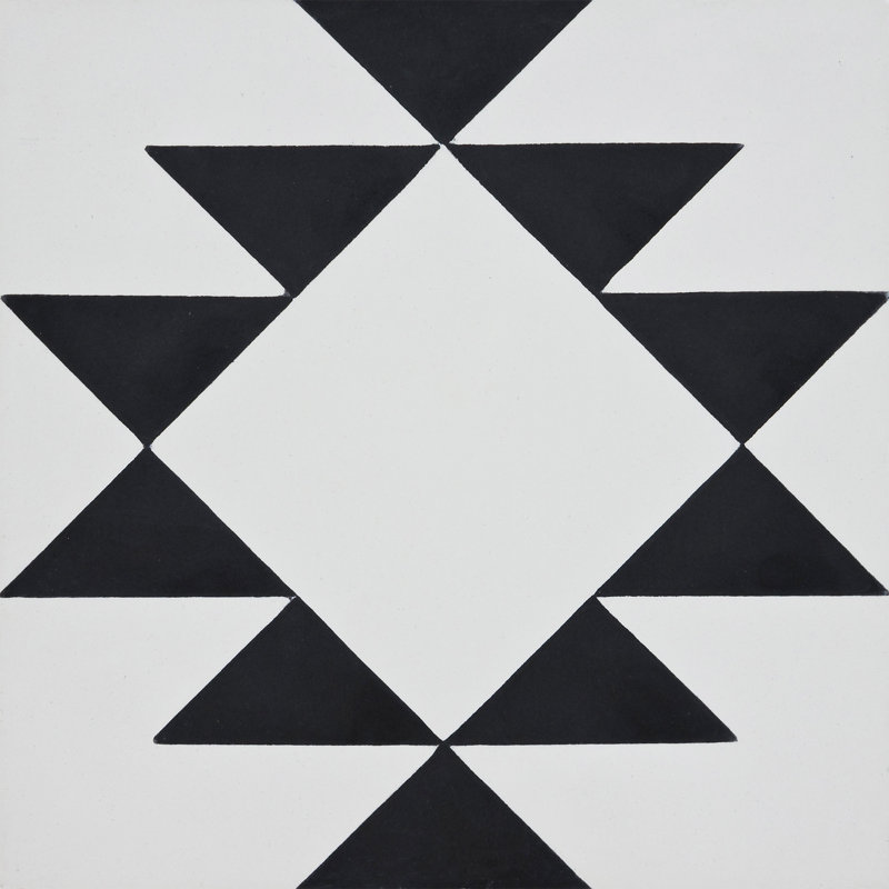 Rissani 8" x 8" Cement Patterned Wall & Floor Tile, White/Black