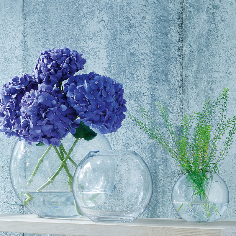 Table Vase, Clear, 16cm H x 18cm W x 18cm D
