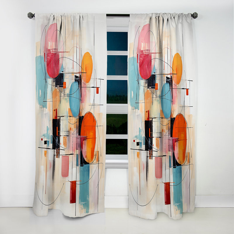 Cedarpoint - Midcentury Abstract Blackout Curtain - 1 Panels, 52" W x 63" L