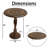 Jem 22 Inch Side End Table, Round Top, Hand Carved Boho Mandala Design With Twisted Base, Brown Mango Wood