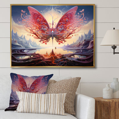 Papillon rose majestueux et futuriste