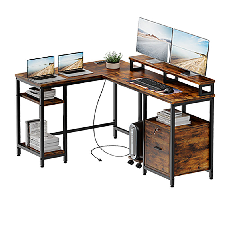 Carrizalez L-Shaped Desk, Brown