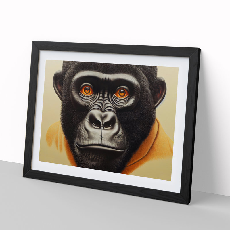 Curious Gorilla - Framed Print, Black, 25cm H x 34cm W x 2cm D