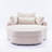 Beige Modern Curved Upholstered Sofa With Ottoman, Comfy Accent Chair Set For Living Room-359348365