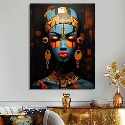 «African Blue Queen Traditional Jewellery» - art mural masque africain