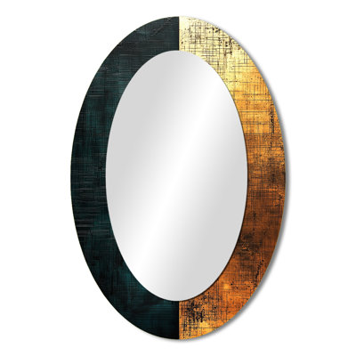 Geometric Art Decor Essential Forms VIII - Gold Modern Oval Wall Mirror