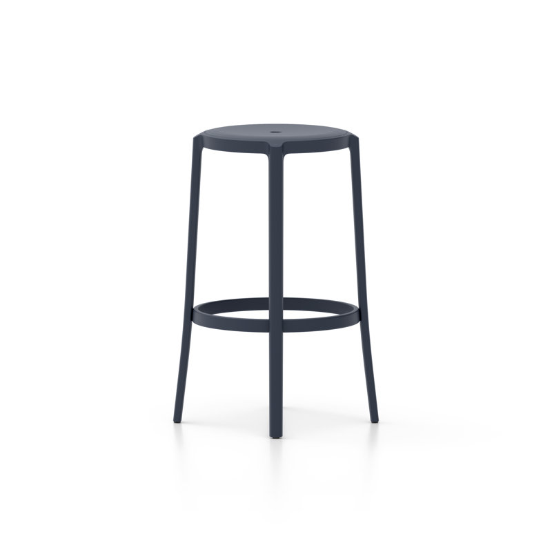 On & On Recycled Plastic Seat by Edward Barber and Jay Osgerby, Dark Blue, Bar Stool (29.5" Seat Height)