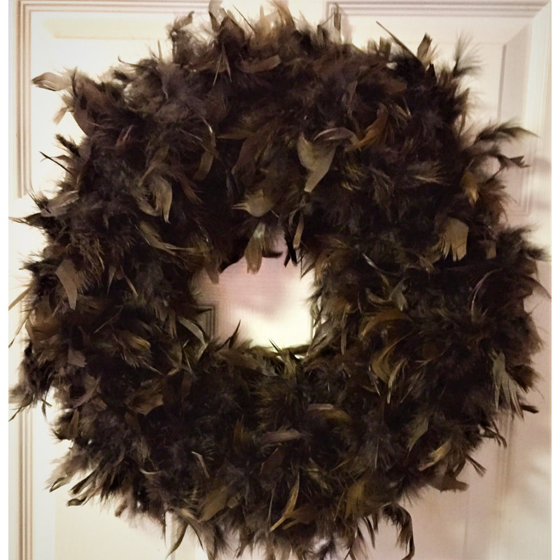Couronne de plumes 23 po, Brun, H 23 po x l 23 po x p 2 po