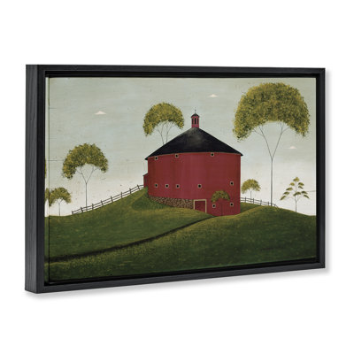 Round Barn in Pasture Floater Canvas Wall Art, design by Warren Kimble