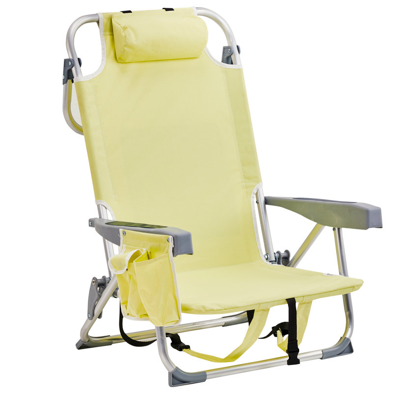 Aluminum Folding Backpack Beach Chair, Yellow