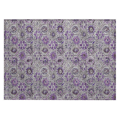 Machine Washable Indoor/Outdoor Xhevrie Purple Rug