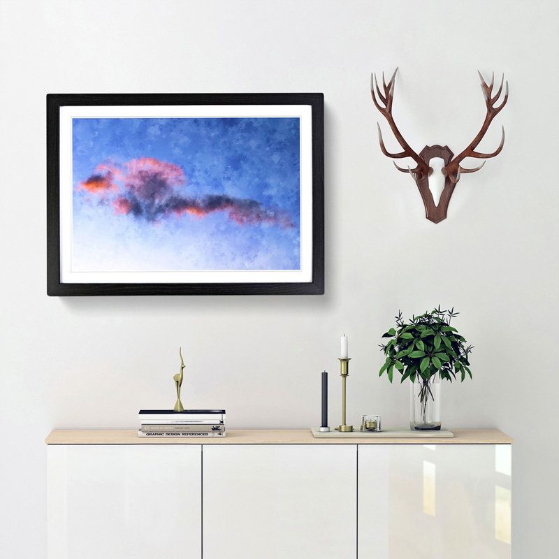 Cloud Art - Single Picture Frame Painting on MDF, 45cm H x 63cm W x 2cm D, Black Framed