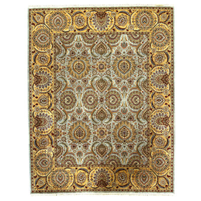 Tapis rectangulaire en laine noué à la main