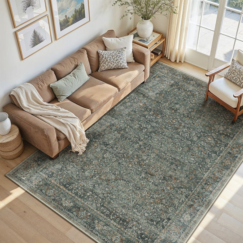 Tapis traditionnel lavable à la machine avec envers antidérapant, Rectangulaire 8 pi x 10 pi