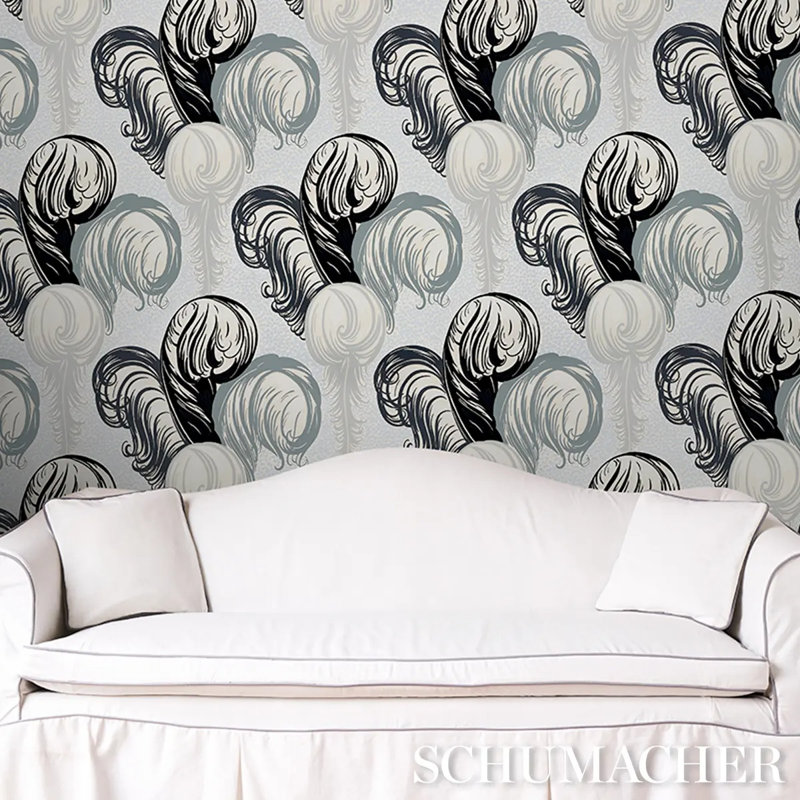 Plumes Wallpaper, Grisaille