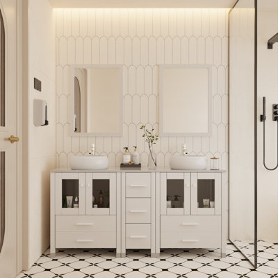 Ensemble de meuble-lavabo double 61,5 po avec miroir Manni