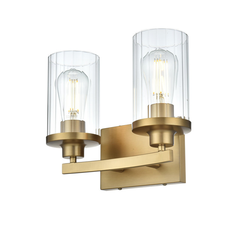 Éclairage pour meuble-lavabo à intensité variable Dariela, Doré, H 10 po x l 12 po x P 12 po, Deux lumières