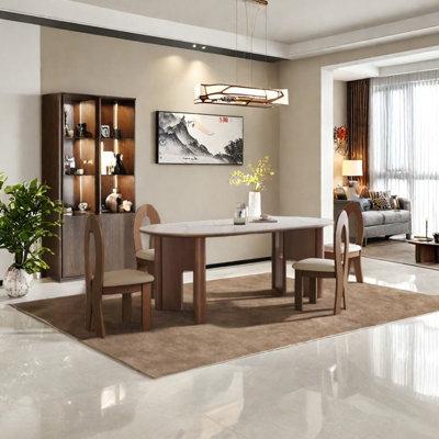 Sintered stone ash dining table set