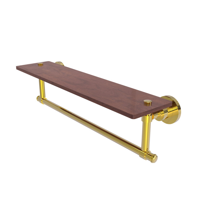 Arviso Bracket Shelf with Towel Bar, Polished Brass, 4" H x 22" W x 5" D
