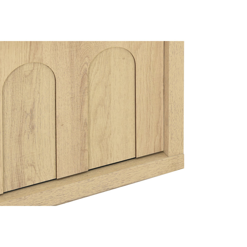 Abdullah 39.4" Modern Natural Oak Sliding Door Coffee Table with Hidden Storage