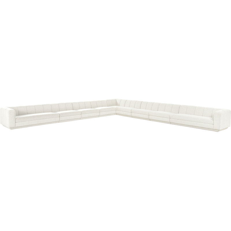 Tissu rembourré 9 pièces Landis Canapé modulaire modulaire, Tissu crème