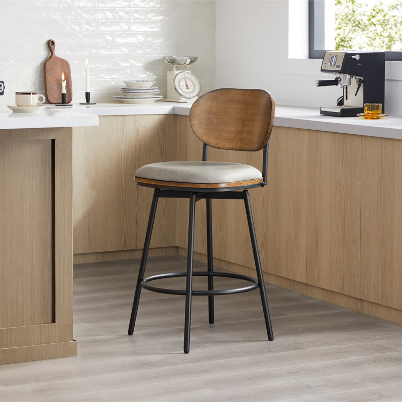 Tabouret pivotant et en métal Avriel, Gris sableux, 2, Tabouret de comptoir avec siège d'une hauteur de 