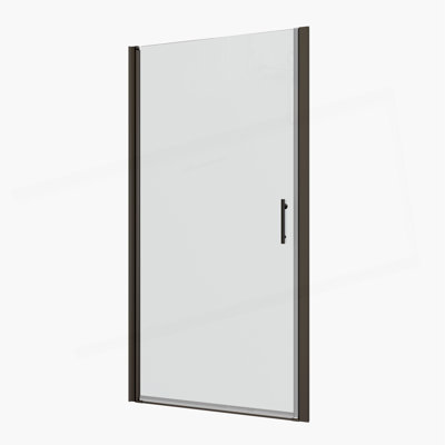 1 3/8" Adjustment,Universal Pivot Shower Door, Open Outside, With 1/4" Tempered Glass And Matted Black Finish