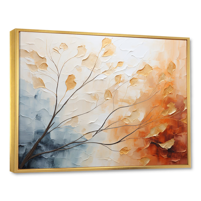 Paysage de rêve avec arbre, H 12 po x l 20 po x P 1 po, Cadre flottant doré
