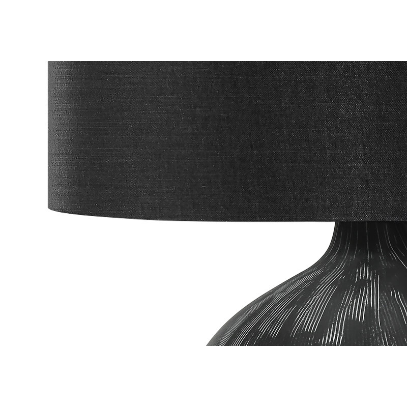 23" Black Ceramic Table Lamp with Black Shade