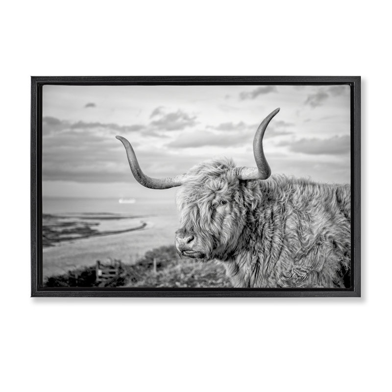 Bétail avec toile flottante encadrée Ocean Breeze par Jasper Huish, Cadre flottant noir de jais, H 21 po x l 31 po