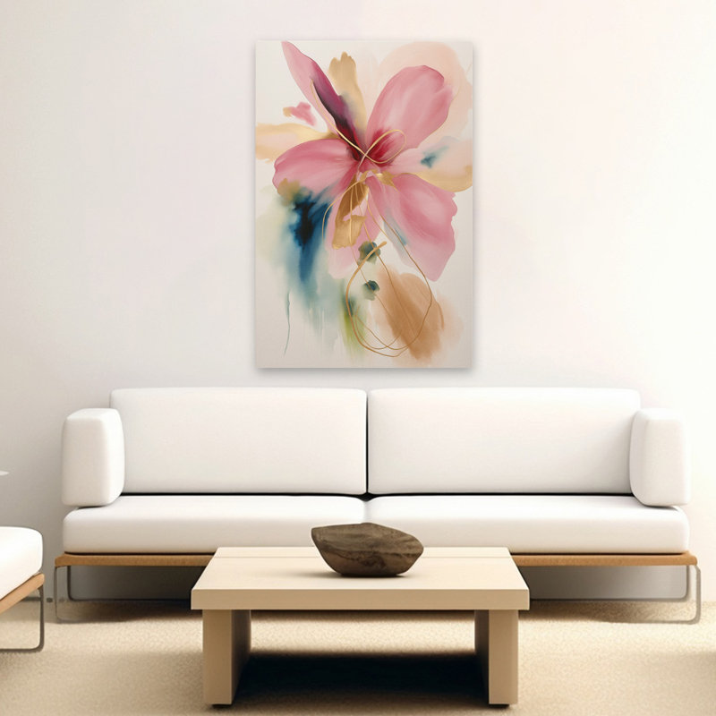 Douce floraison de couleurs abstraites - Art floral et aquarelle floral abstrait, H 60 po x l 40 po