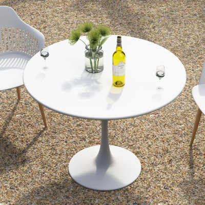 Liev Bistro 39" Round Dining Table for Indoors or Outdoors with Steel Top and Pedestal Base