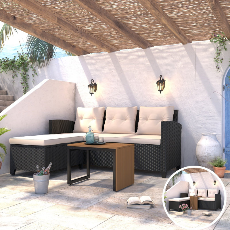 Jahmar 3-piece Patio Conversation Sectional Seating Group with Cushions