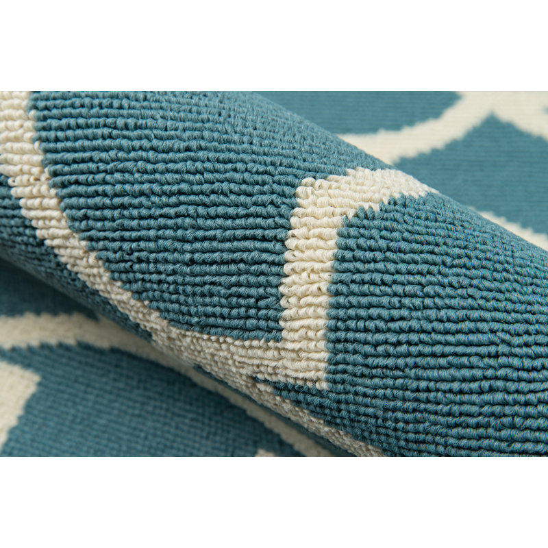 Tapis intérieur / extérieur bleu Yepez, Rectangle 3 pi 11 po x 5 pi 7 po
