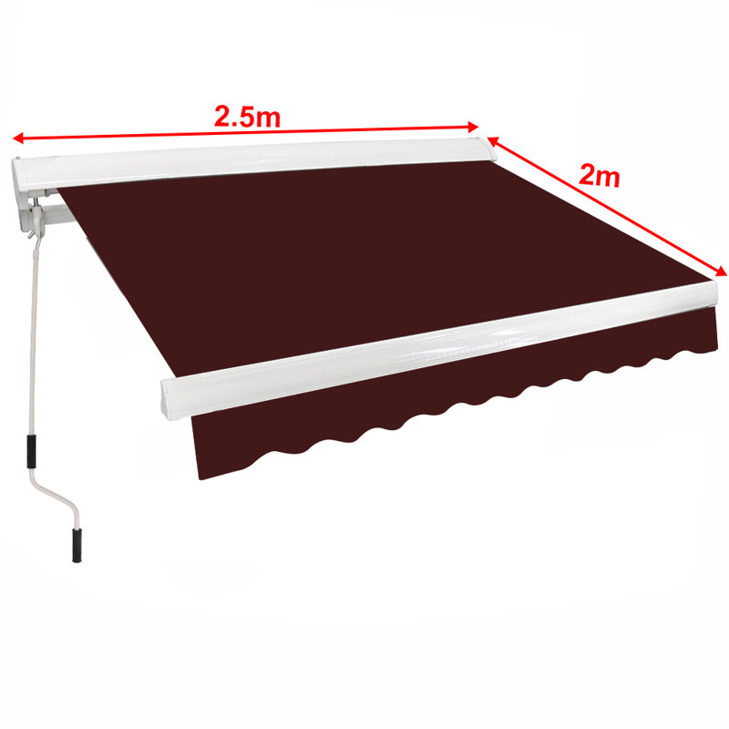 Dakota Fields 250cm W x 200cm D Fabric Cover Motorised Retractable Patio Awning, Wine Red