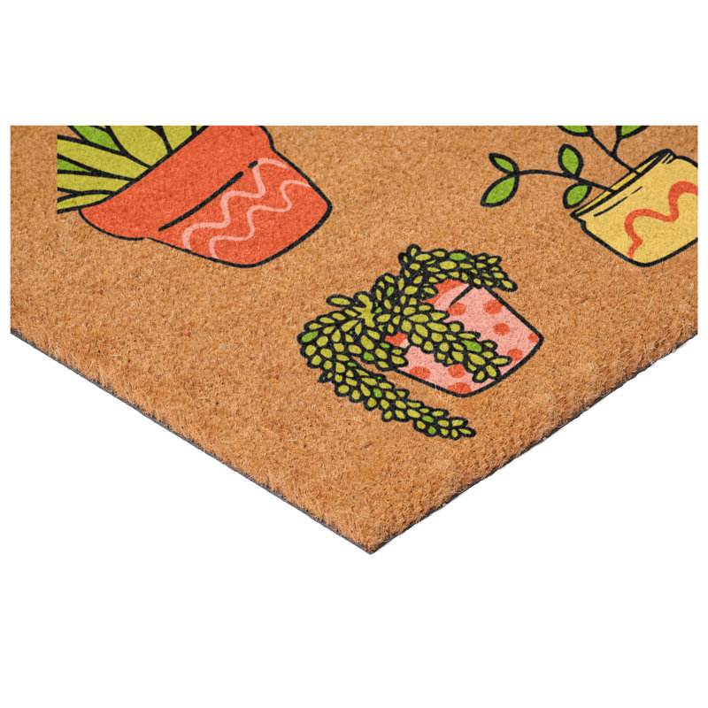 Retro Plants Doormat, 17" x 29"