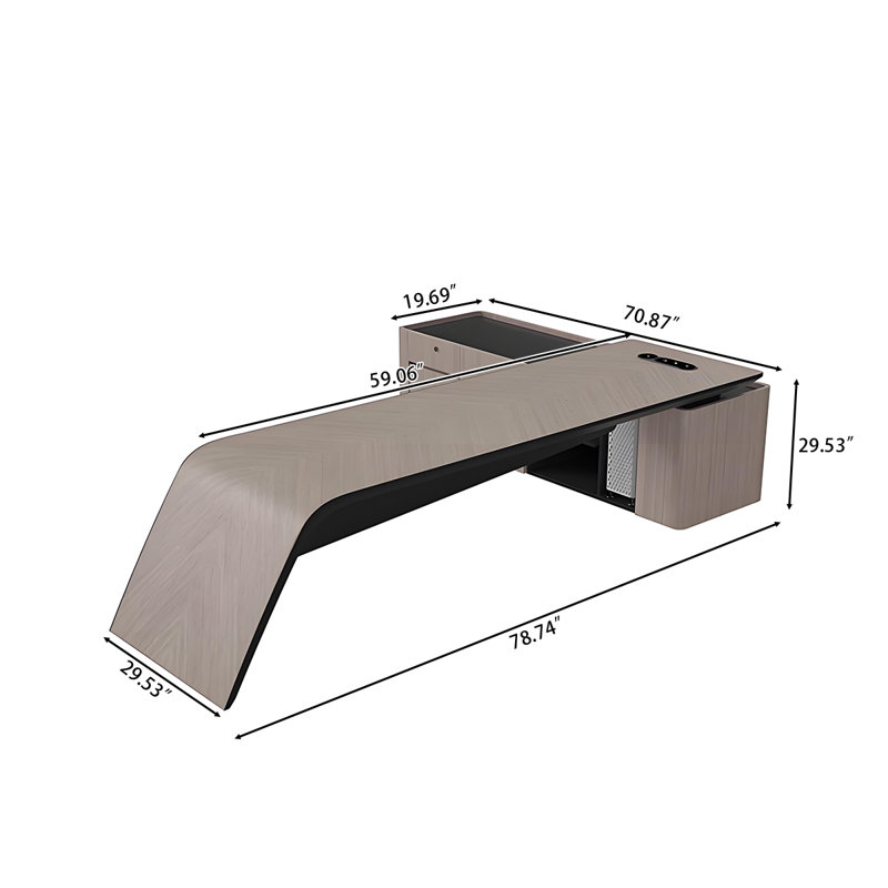 Bureau de direction en L 78,74 po, H 29,53 po x l 78,74 po x P 70,87 po