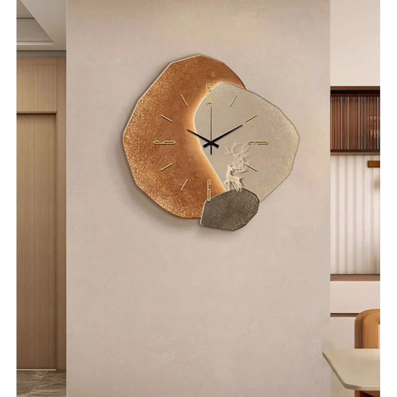 Horloges murales miroitantes en porcelaine, Beige/Orange, Moyen - 23,62 po