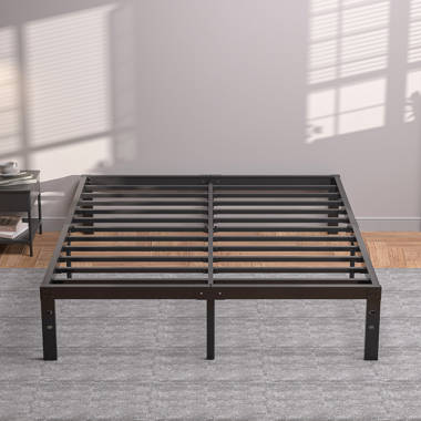 Marple 16 inch Metal Platform Bed Frame with Wood Slat Support, Heavy Duty Mattress Foundation, Noise Free Alwyn Home Size: California King