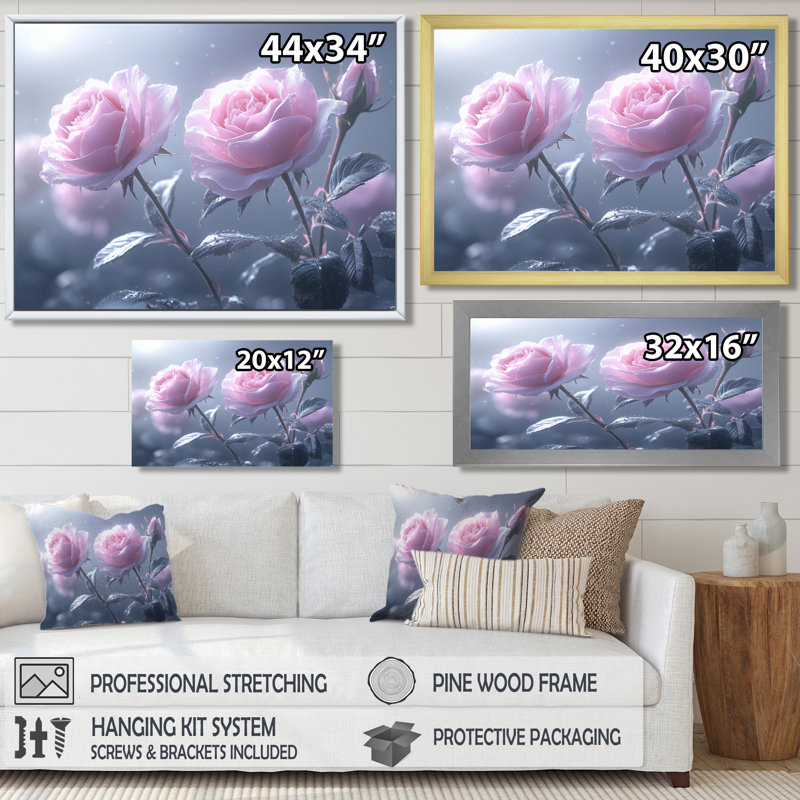 Ikrar - Floral Wall Art, Brown, 28" H x 60" W, Floater Framed Print