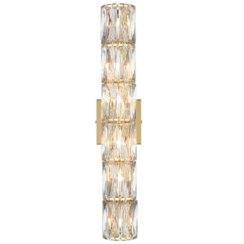 Hornes Stainless Steel Flush Mounted Sconce, Gold, 6 Lights, 23.63"H x 4.72"W x 3.94"D