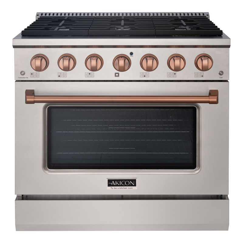 Akicon 36" Stainless Steel Convection Gas Range with 6 Burners