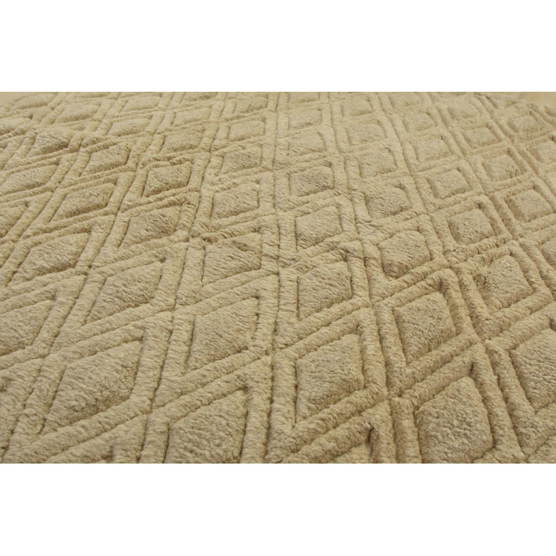 Tapis unique en laine noué à la main beige de 8 pi 2 po x 10 pi 1 po Galvis